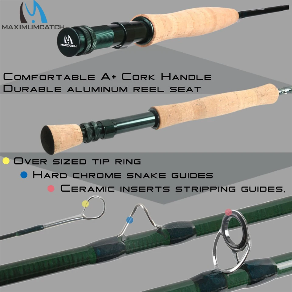 Maximumcatch 3-8WT Fly Fishing Rod And Reel Combo Set 8\'6\'\'/9\' Medium-fast Fly Rod Pre-spooled Fly Reel & Line &Triangle Tube