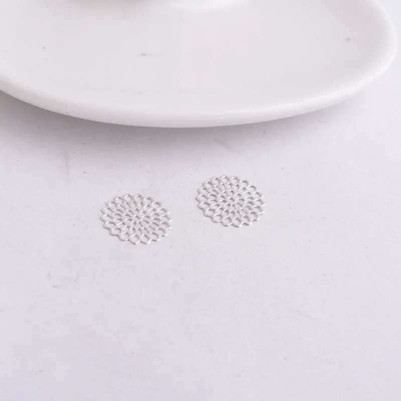 100 Stück AC5221 15mm bemalte runde Anhänger mit Blumenmuster, hohle Verbindungsstücke – Detail 13