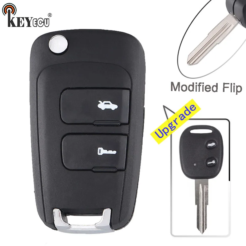 KEYECU for Chevrolet Epica Modified Flip Folding Remote Key Shell Case Fob 2 Button With Uncut Blade