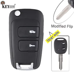 KEYECU per Chevrolet Epica modificato Flip pieghevole chiave a distanza Shell Case Fob 2 pulsante con lama non tagliata