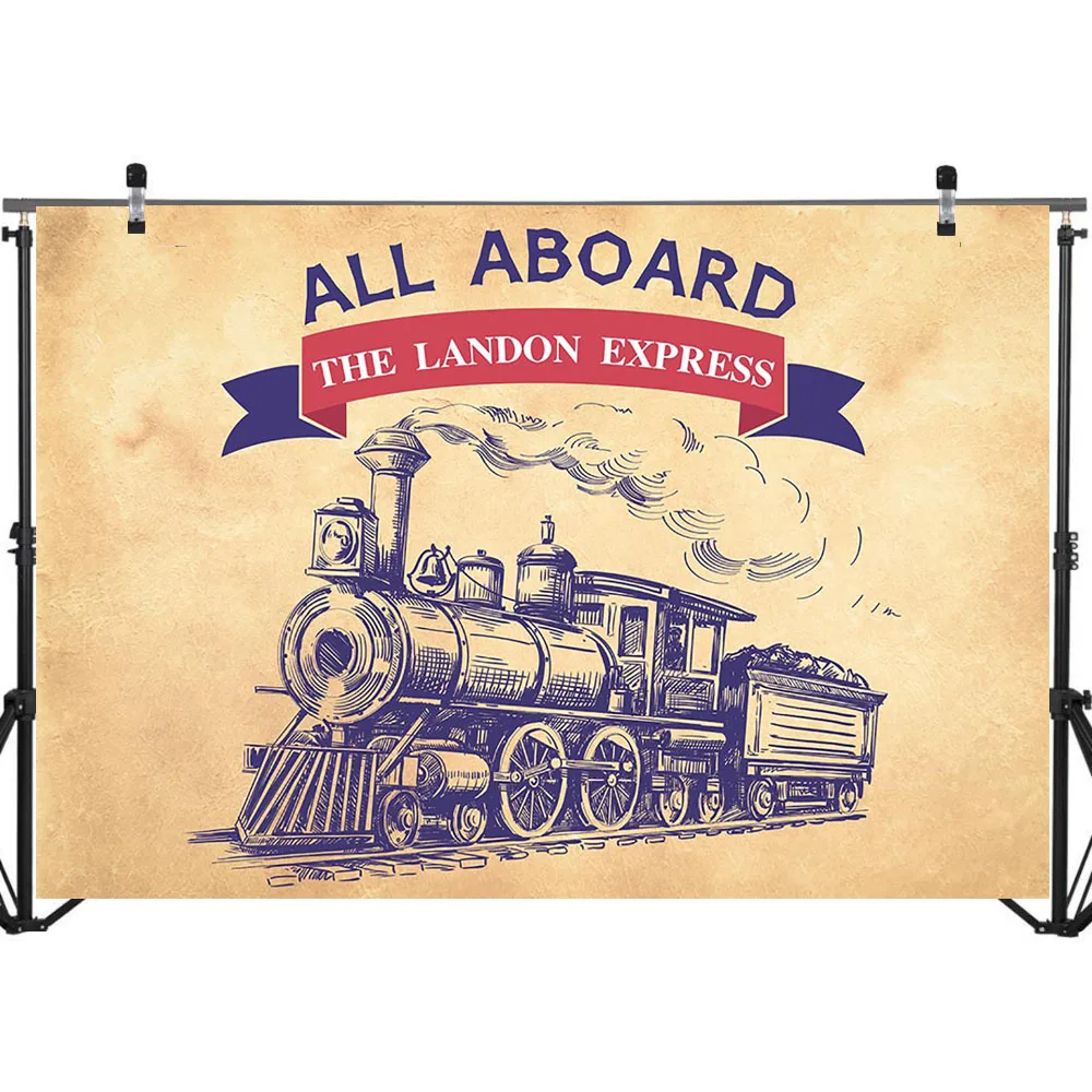 Vintage Train Backdrop for Birthday Party Photo Background All Aboaro The Landon Express Photography Backdrops Studio Shoots