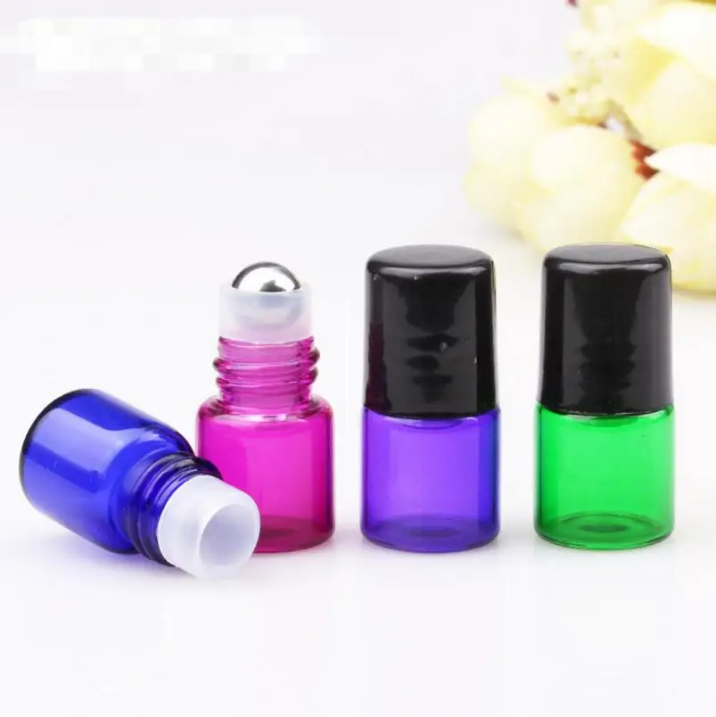 1 ml 2 ml Mini roll-on flessen lege essentiële olie roller hervulbare parfum deodorant container met zwart deksel LX3251