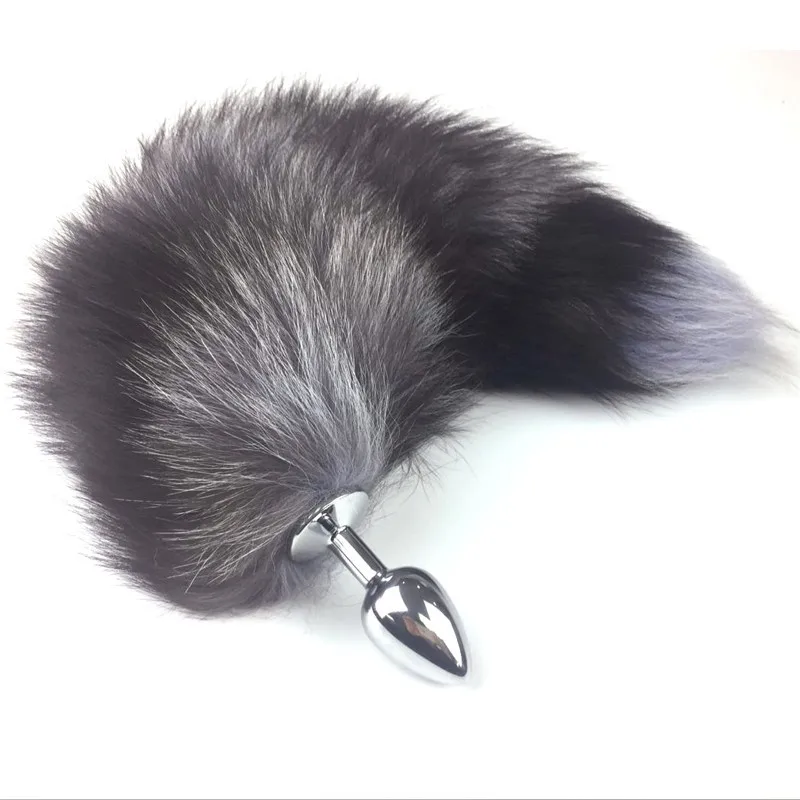 Medium size Fox Tail Anal butt Plug Metal For Men Women Adult product Sex Toy