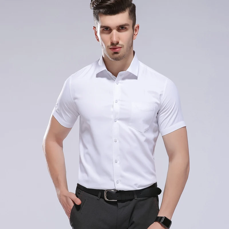 

New Arrived Mens Work Shirts Broadcloth\Twill Short Sleeve Dress Shirts Fashion Designer Clothing Fit Business Shirts