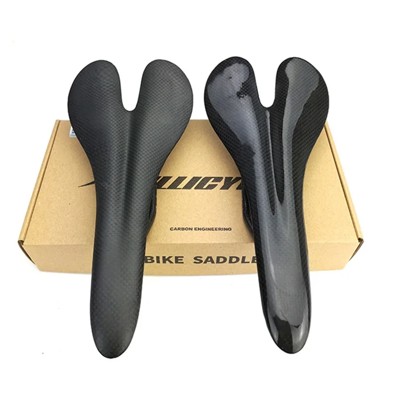 Bike 3K Carbon Fiber Saddle MTB Mountain Bike Folding Road Bicycle Double Bracket Ultralight Bicycle Saddle BLACK T800