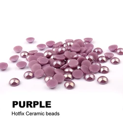 Hotfix Ceramic rhinestone Purple 6mm Iron-on half round pearls 300pcs/lot  free shipping