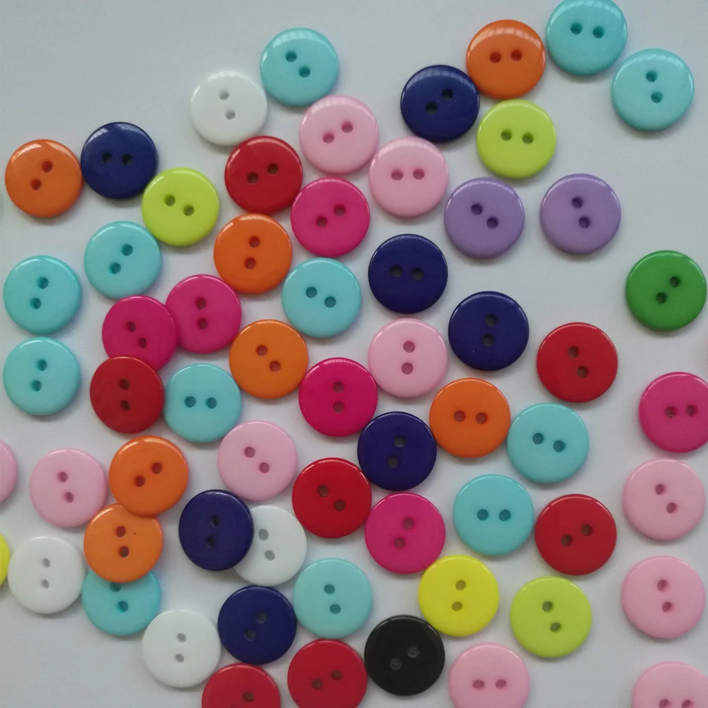 100Pcs Veel Candy Kleur Resin Naaien 2 Gaten Knoppen Scrapbooking Versiering Decoratieve Knoppen 9Mm 10Mm 15Mm