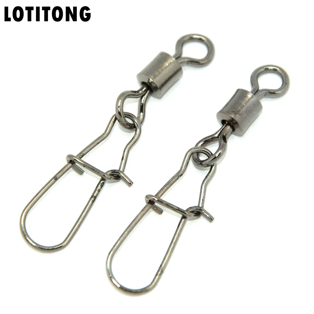 

LOTITONG 10pcs big 10pcs Rolling Fishing Swivel With Nice Snap Sea Fishing Rolling Swivels Connector Carp Fishing Accessories