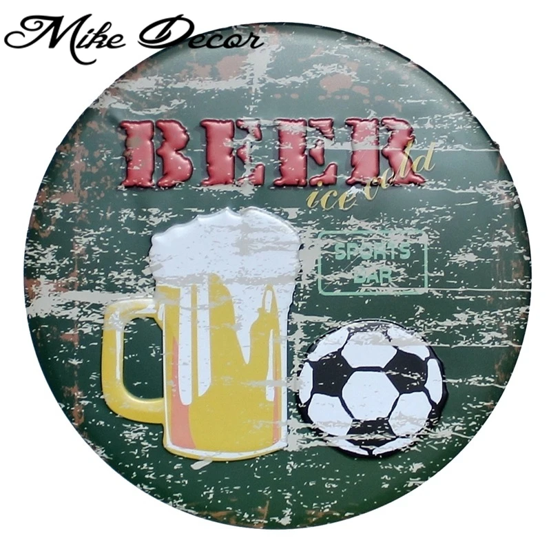 [ Mike Decor ] Beer Football Mural painting Retro Gift Metal Tin Sign Hotel Home Party Sport Style decor YA-986