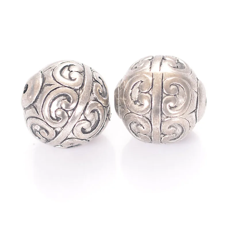 Miasol 15 Pcs 18mm Fluted Corrugated Antique Style Design Plating Acrylic Spacers Round Charm Beads For Diy Jewelry Making