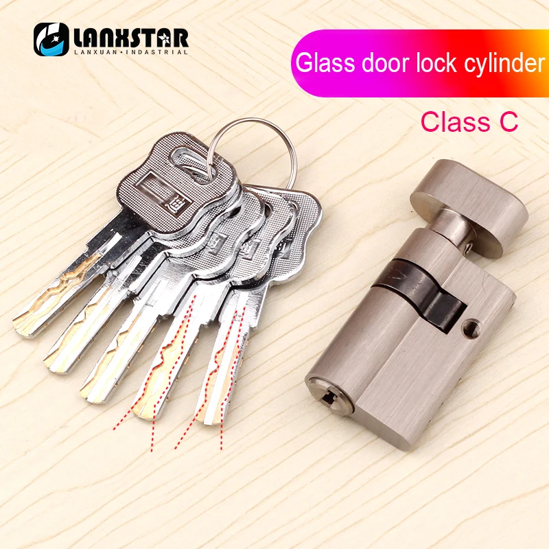 Full Copper Glass Door Lock core C-class Blade Ground Lock Half Locks Core Large 50 Single Open Lock Core 5 Pure Copper Key