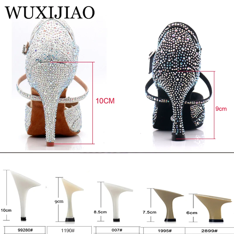 WUXIJIAO hot Black and white flash cloth Women\'s Latin dance shoes Ballroom dance shoes Party Square dance shoes soft heel 7.5cm