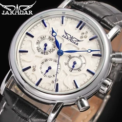 Fashion Jaragar Top Brand Blue Sky Series Elegant Design Genuine Leather Male Mens Business Watch Luxury Clock Men Automatic