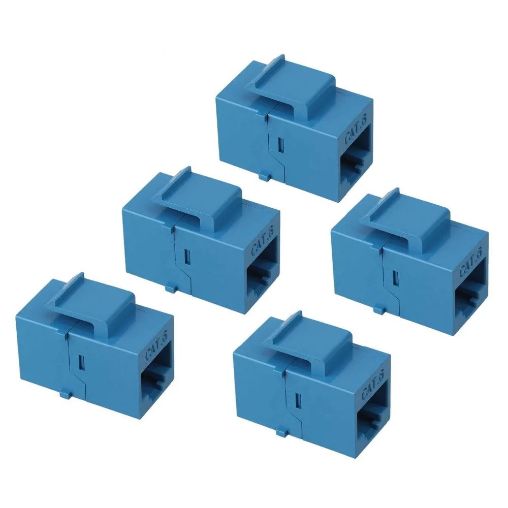 5Pcs CAT6 Keystone Coupler, RJ45 UTP Coupler Insert-Snap-in Connector Socket Adapter Port for Wall Plate Outlet Panel - Blue
