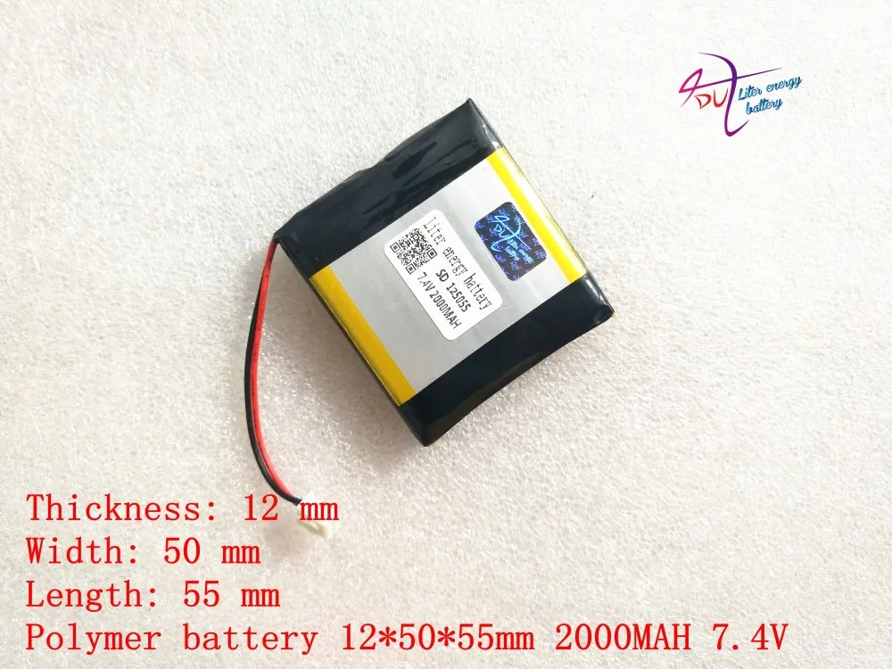 XH2.54 Size 125055 7.4V 2000mah tablet battery With Protection Board For GPS Tablet PC Digital Products