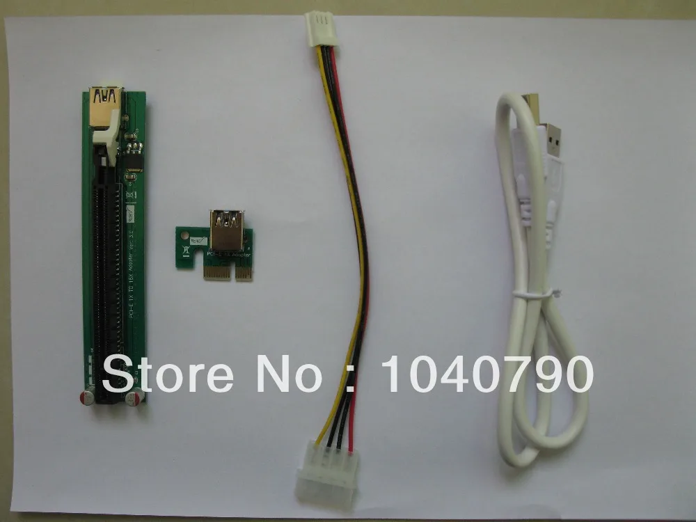 

PCI-E PCI E Express 1X to 16X Riser Card +USB 3.0 Extender Cable with power supply for bitcoin litecoin miner 60CM