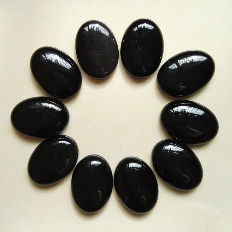 Wholesale 25x18MM Natural Stone Black Onyx cabochon for jewelry making beads cab charm diy 12Pcs/lot wholesale no hole