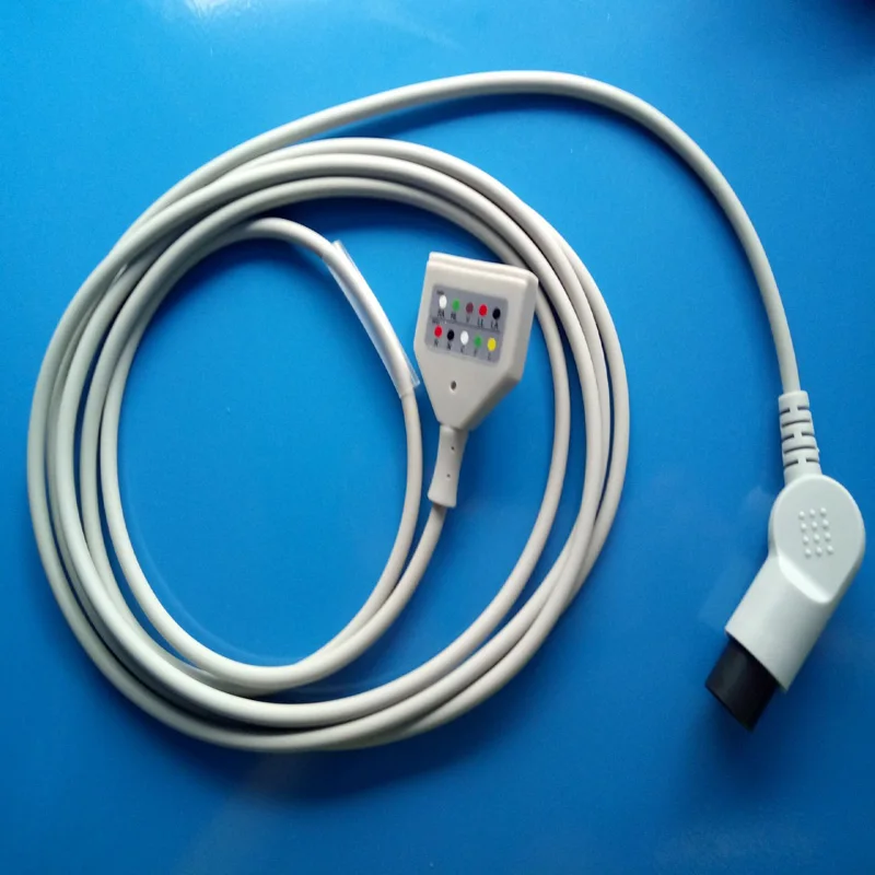 Compatible with BCI,CSI,GE,Nellcor,Niho ECG Machine,DIN ECG  trunk cable,6pin to DIN 5pin,5lead, 120 angle connector.