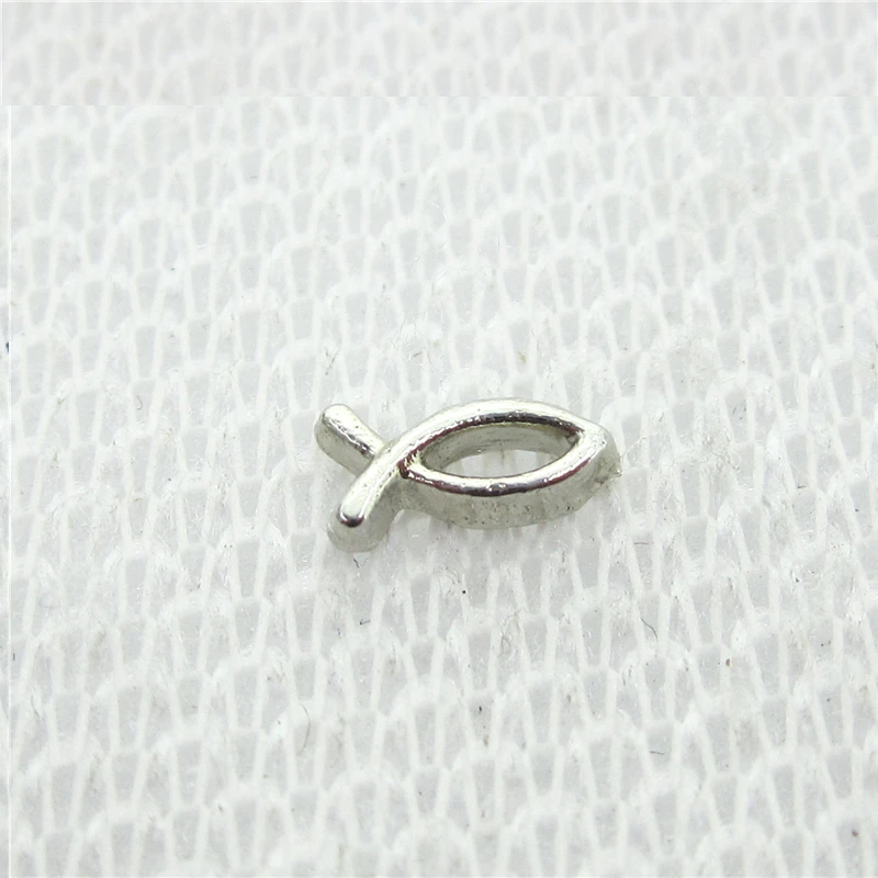 New Arrive 50pcs/lot Ichthys Jesus fish Floating Charms Living Glass Memory Lockets DIY Jewelry pendants Charms