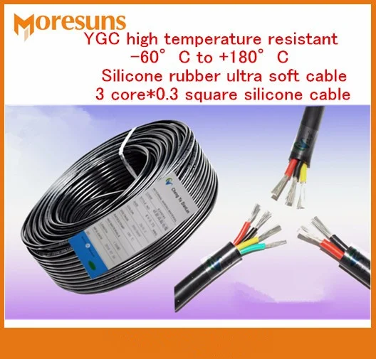 

Fast Free Ship 15M 3Core*0.3 Square Silicone Cable YGC high temperature resistant -60C to +180C Silicone rubber ultra soft cable