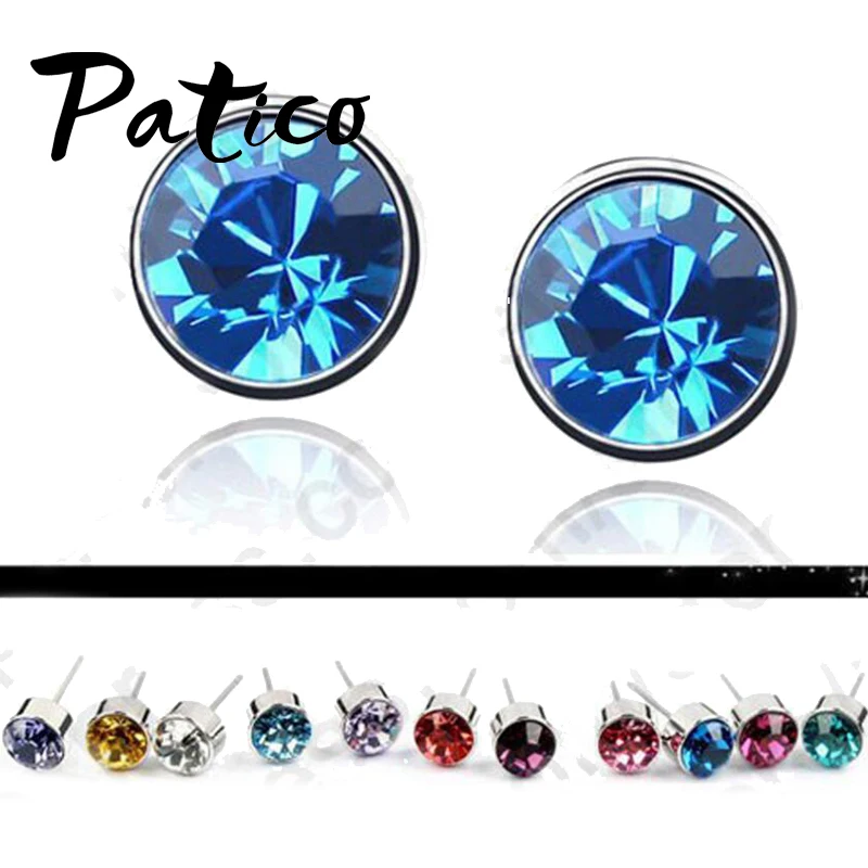 Wholesale 20PCS 925 Sterling Silver Jewelry Earrings Colorful Austrian Crystal Ear Brincos for Women Girls Trendy Pendientes