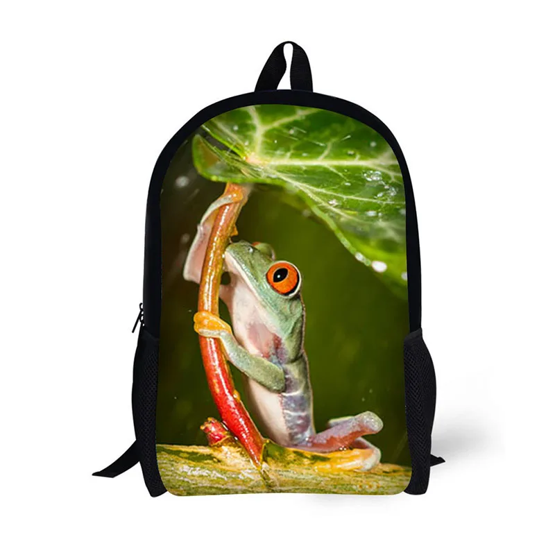 

AnyFocus black Backpack Animal frogs Pattern for Teenagers Cool School Bags for Boys Mochilas Rucksack 3D Printed Bookbags