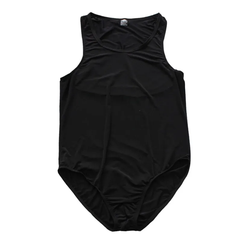 iEFiEL Mens Lingerie Sleeveless Stretchy One-piece High Cut Wrestling Singlet Leotard Bodysuit Underwear Transparent Shapers