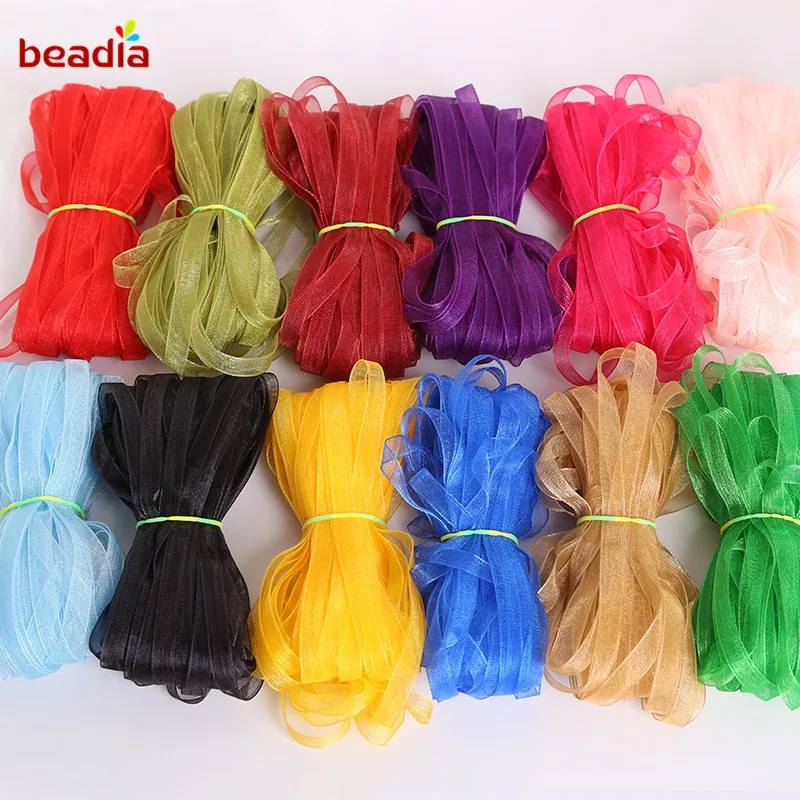 Wholesale 20 yards/bag 6mm Organza Ribbon For Wedding Gift Wrapping Decoration Christmas Ribbons