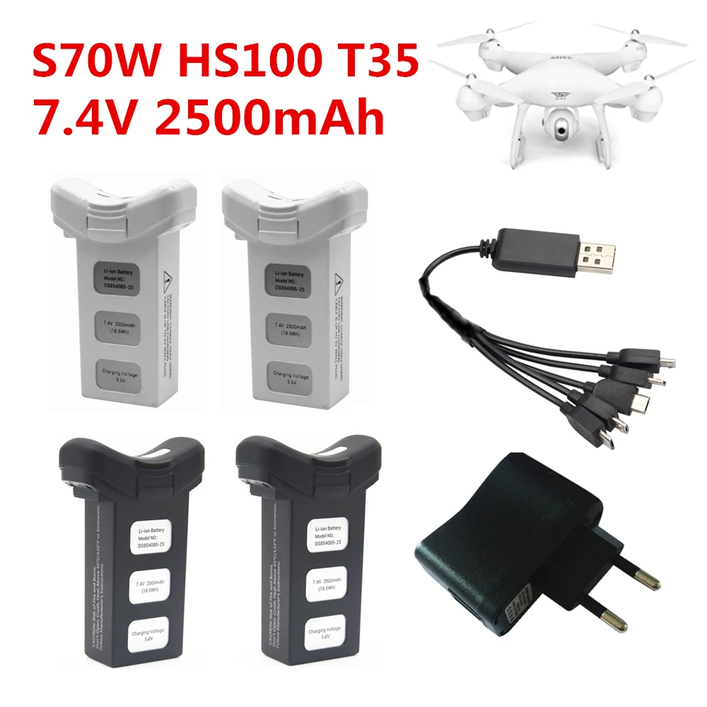 

Original battery 7.4V 2500mAh Lipo Battery for S70W S70 HS100 RC Dorne Quadcopter with 5 in 1 Charger For S70W S70 HS100