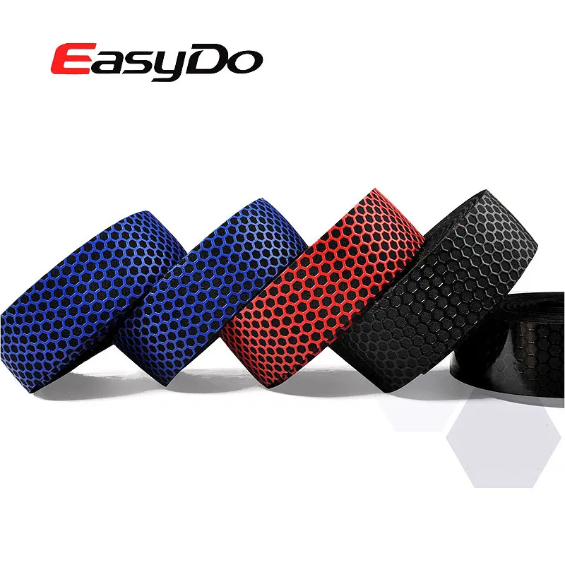 EasyDo 1 Pair Road Bike Velvet Microfiber Handlebar Tape + 2 plugs Waterproof 3D Honeycomb Belt Cycling Bicycle Handle Bar Tape