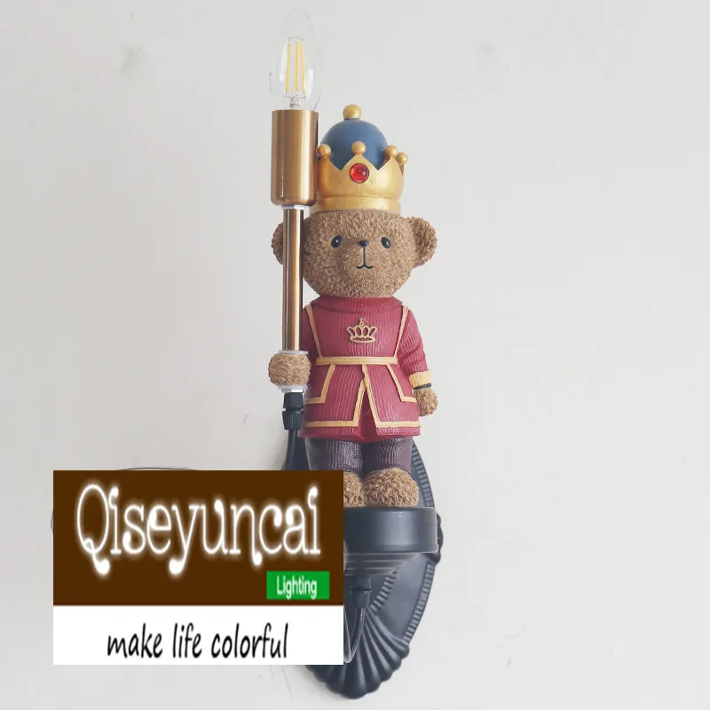 

Qiseyuncai Children's room England soldier bear legion wall lamp boy girl bedroom soft decoration lighting free shipping