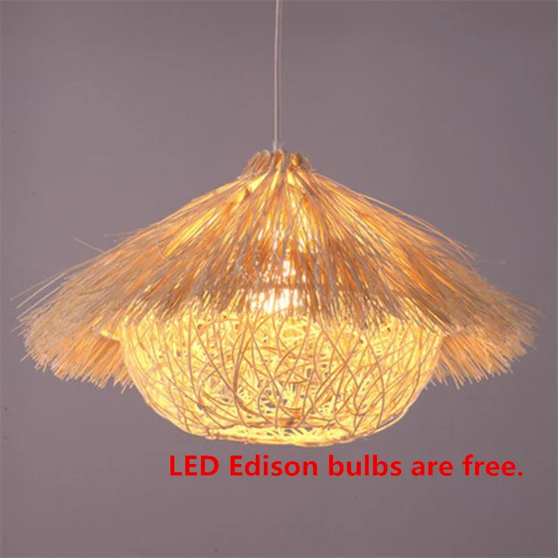 

Rural Rattan Vintage Pendant Lights Hand Woven Suspension Lamps Hut Cafe Tea Shop Restaurant Home Accommodation Hotel Droplight