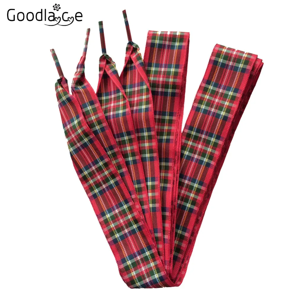 120cm/47" Long of Flat Fashion Checkered Ribbon Shoelaces British Style Plaid Shoe Laces 2.5cm/ 1 Inch Wide image 6