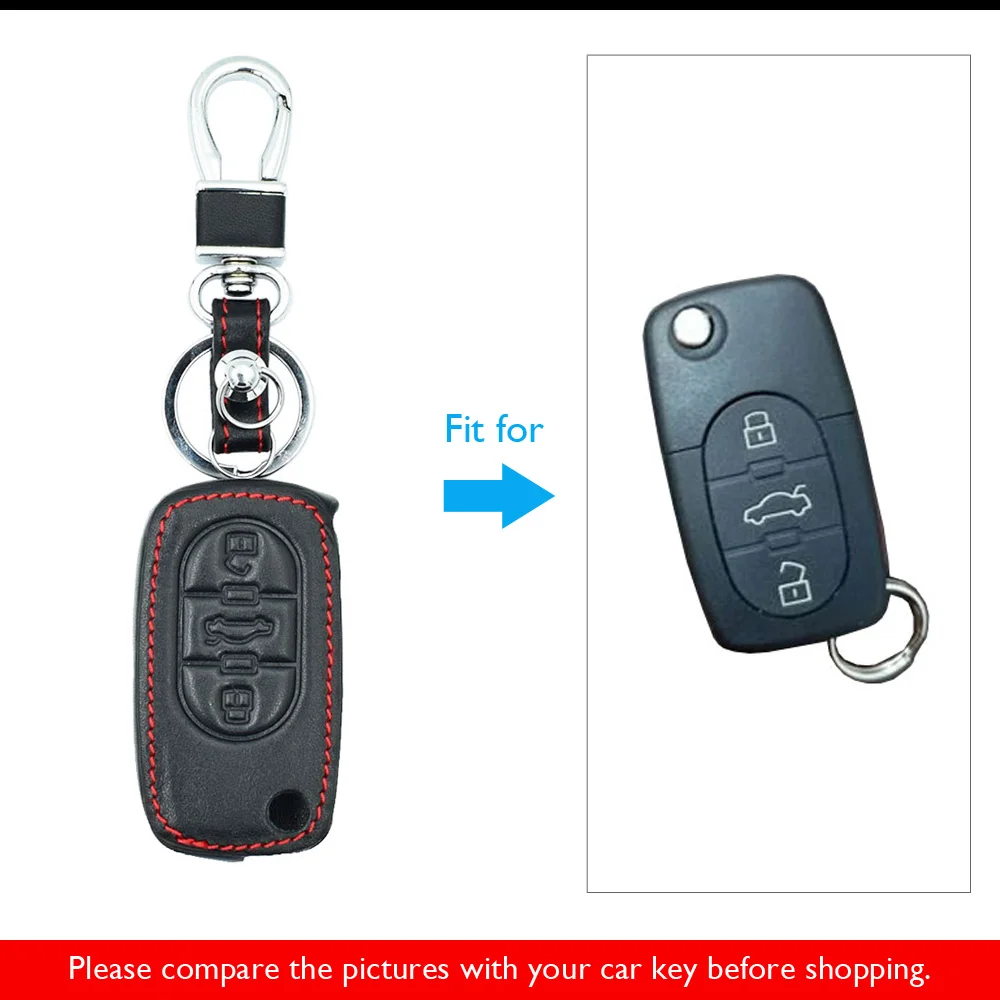 Leder Auto Schlüssel Fall Fernbedienung Schlüssel Abdeckung Schutz Für Audi A3 A4 A6 A5 A7 A8 TT Q3 Q5 Q7 Q8 Allroad Cabriolet Quattro Zubehör – Detail 1