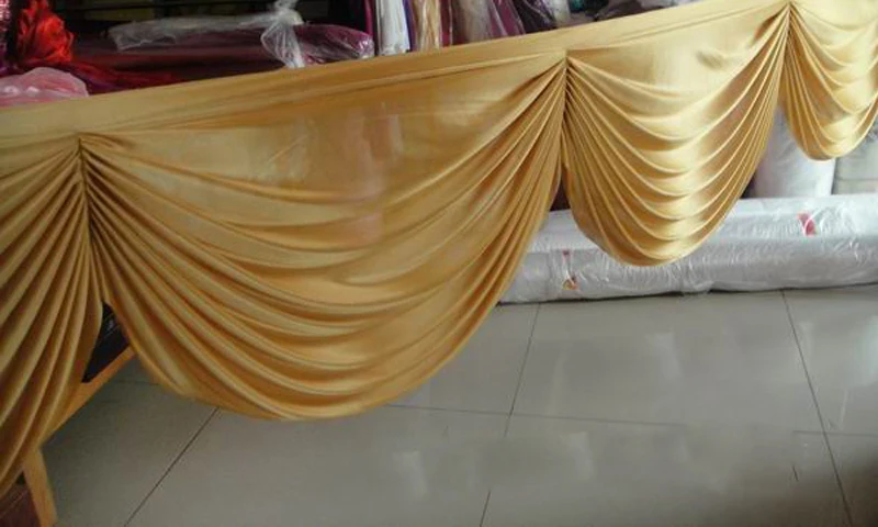 6 meter gold color detachable swags for decoration wedding backdrop curtain wedding drapery decoration