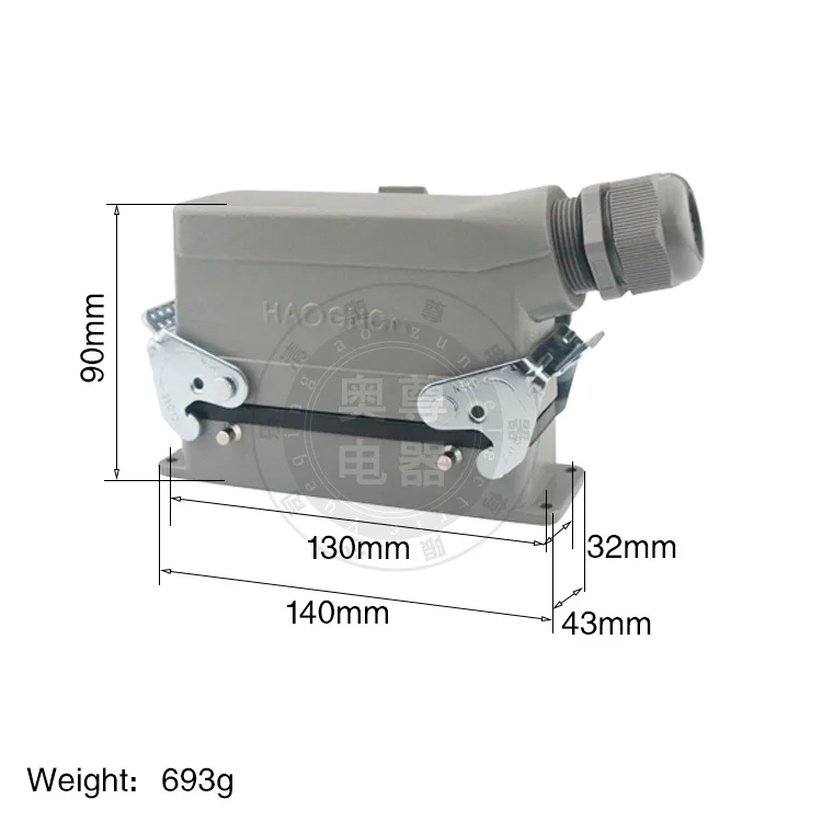 Heavy-duty connector H24B - HE - 024-1 with cover 24 core base line measure double current 16 a voltage 500 v