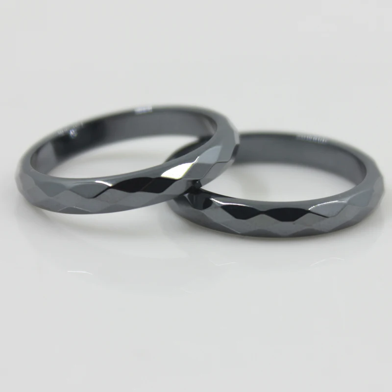 Grade AAA Quality 4 mm Black Width Faceted Hematite Rings (50 Pieces Mixed sizes) HR1001-1