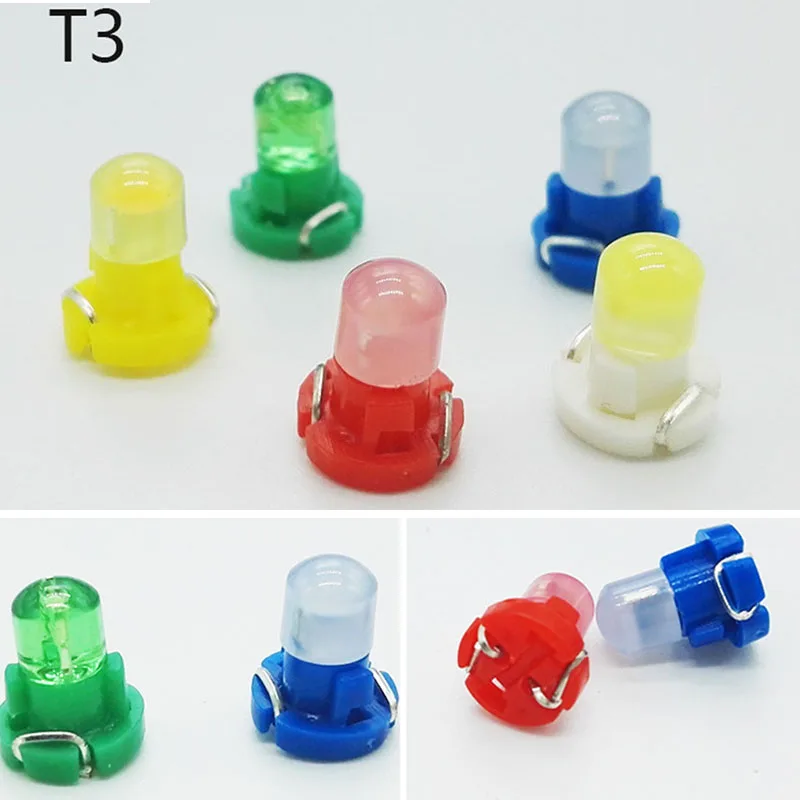 10pcs T4.7 T4.2 T3 COB Car LED light Gauge Speedo Dashboard Dash Side Light Bulb Instrument Lights White Blue red green yellow