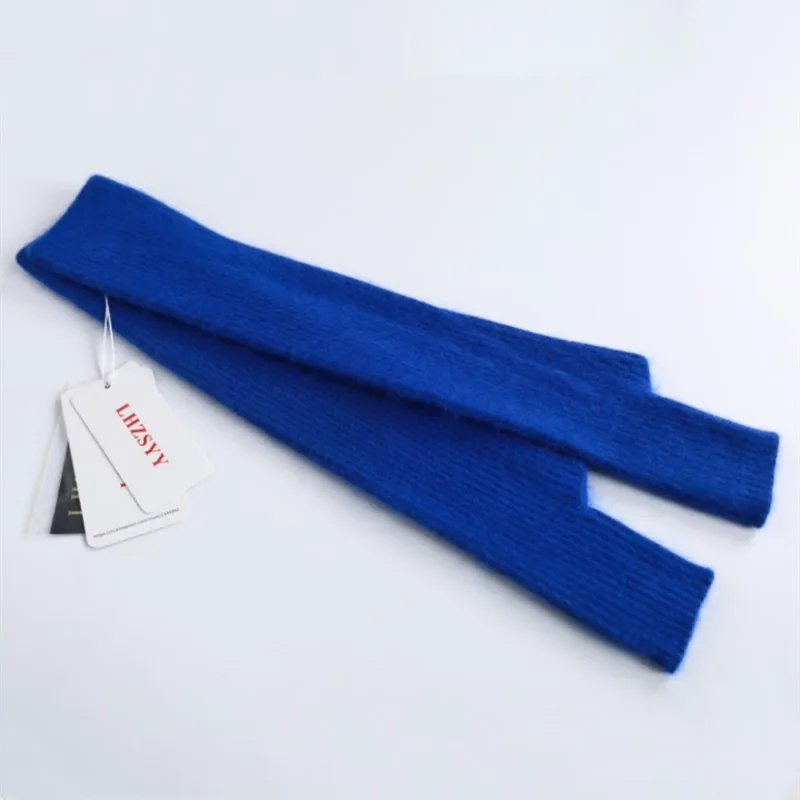 LHZSYY 40 centimetri di Visone Cashmere sezione Lungo Inverno Tenere In caldo Addensare Guanti di Moda Nuovo colore Solido Ci fori per le dita Delle