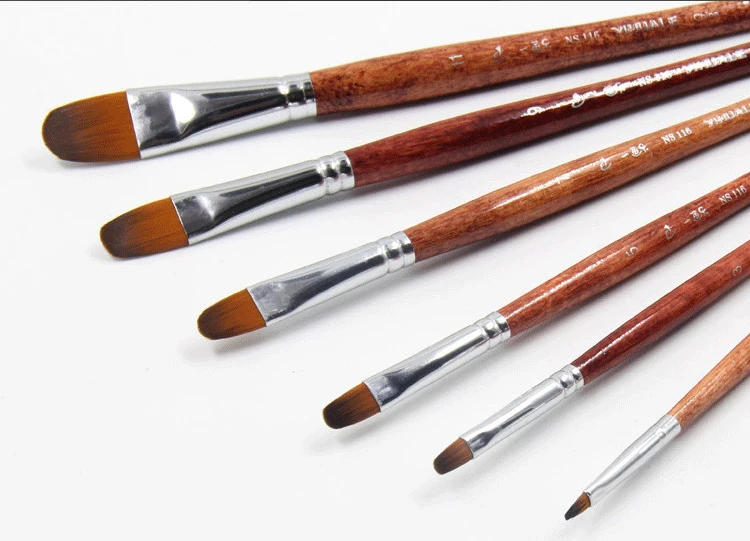 

6pcs/Set,High Quality nylon hair brush oil painting brush duck tongue acrylic brush UV paint wood rod Gouache Painting Pen