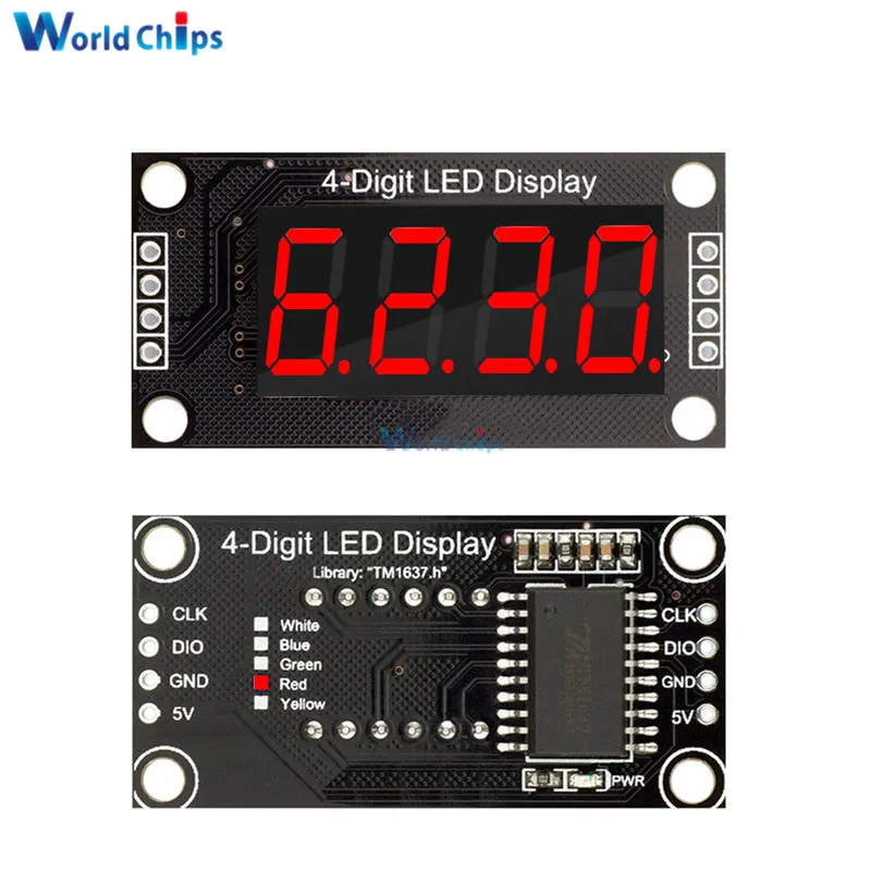 0.36 Inch 0.36" 4-Digit Red/Green/Yellow/Blue/White LED Display Tube Decimal 7 Segments TM1637 Module For Arduino size 30x14mm
