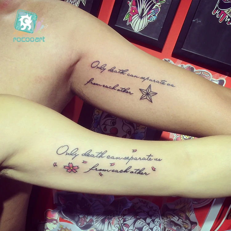Rocooart English Words Black Tattoo Chinese Letters Fake Tattoo Arms Taty Tatouage Body Art Waterproof Temporary Tattoo Stickers image 2