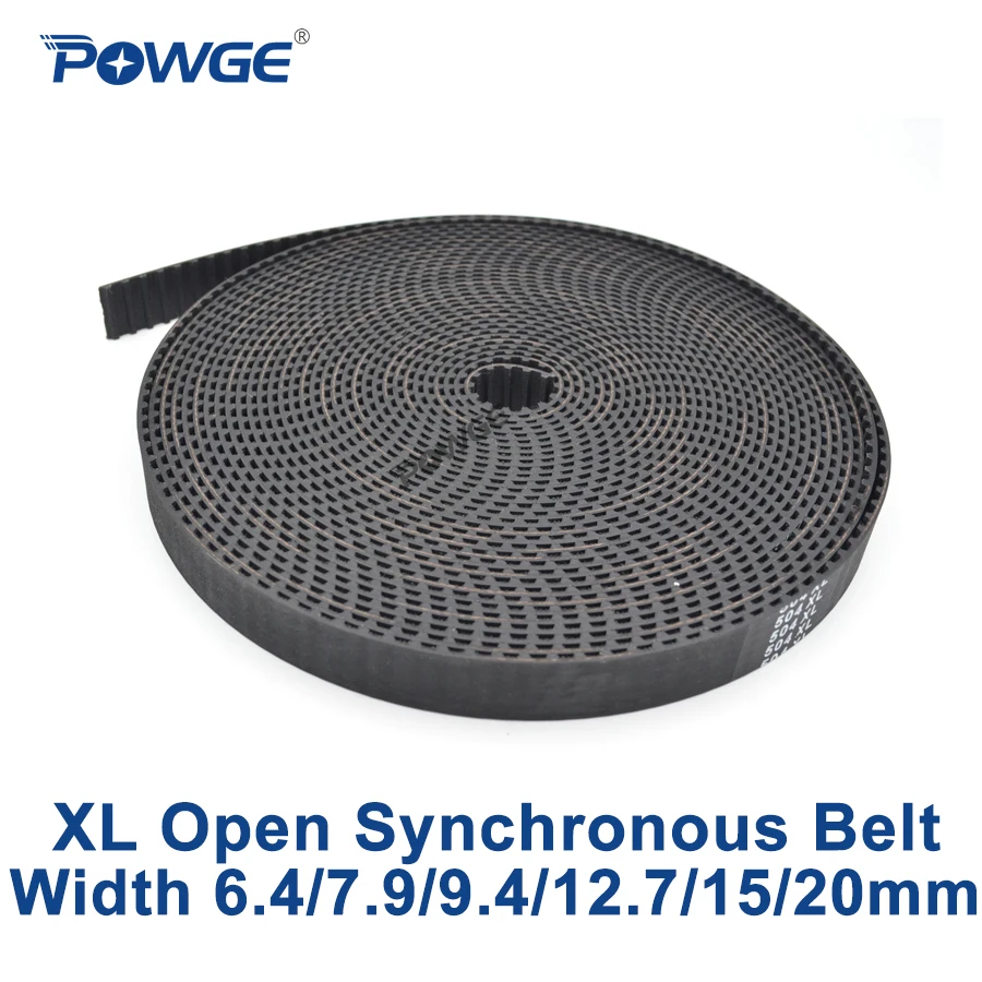 POWGE Trapezoid XL Open Synchronous Timing belt XL-037 XL-050 Rubber Neoprene fiberglass width 6.4/ 7.9/9.4/12.7/15/20mm Pulley