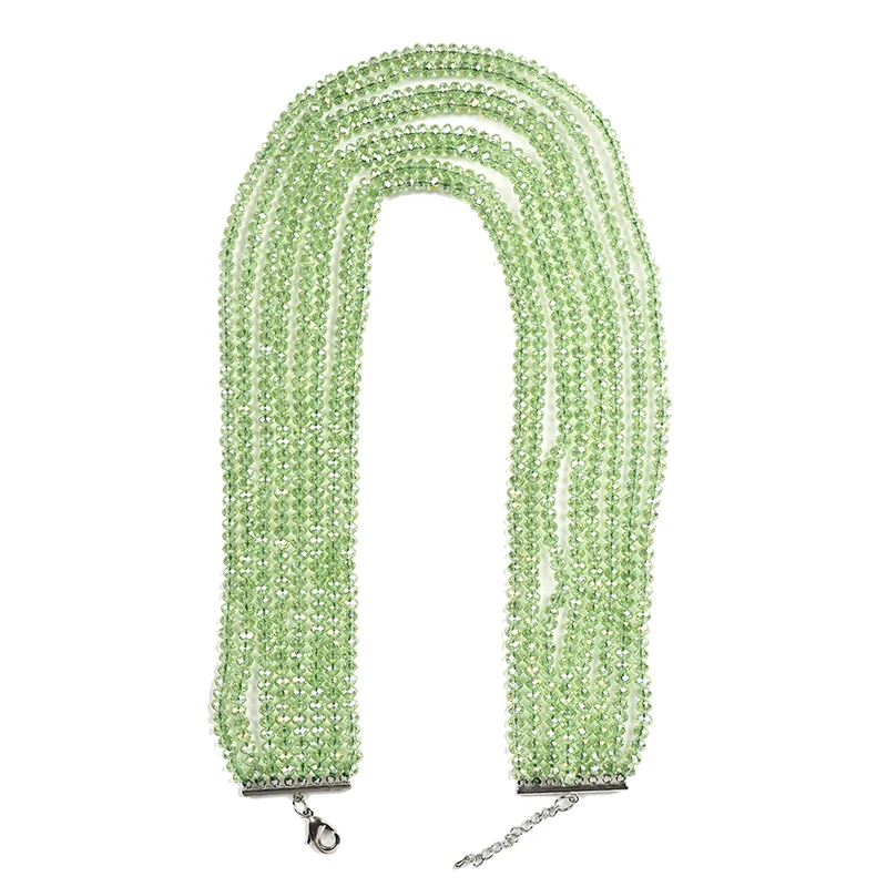 Faceted Green multilayer Glass Crystal 4.6*5.8mm Making Handmade jewelry Necklace17-25inch Earrings for noble women gift H212