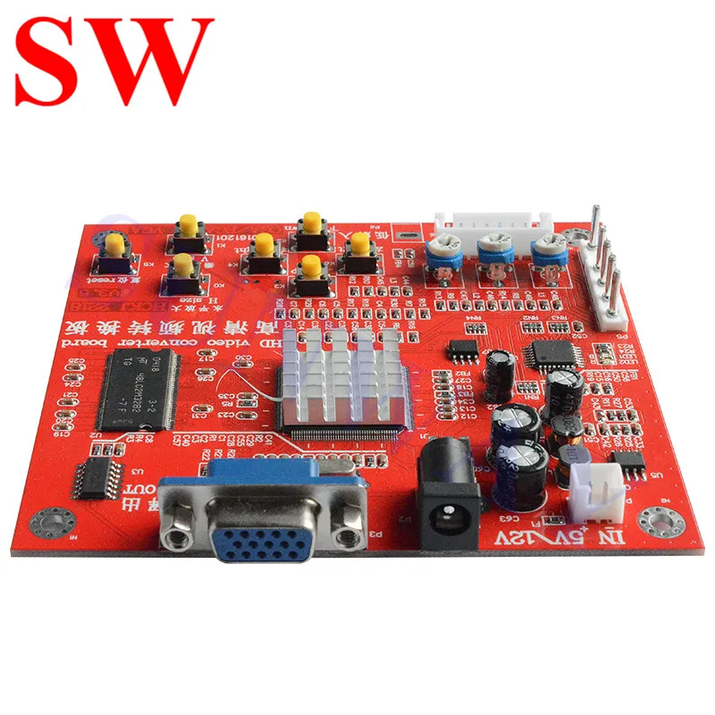 จัดส่งฟรี 1 ชิ้น CGA to VGA CVBS เกมอาเขต Video Converter Board สำหรับ LCD PDP Monitor ความละเอียดสูง (สีแดง)