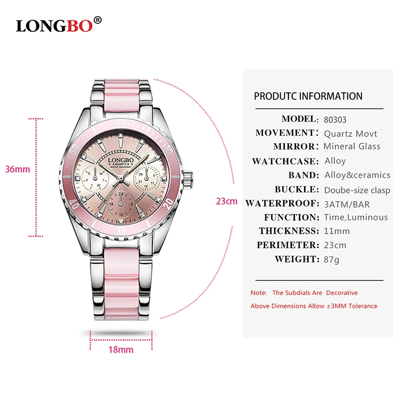 2018 Fashion LONGBO Brand Watch Women Luxury Ceramic And Alloy Bracelet Analog Wristwatch Relogio Feminino Montre Relogio Clocks