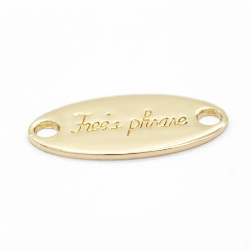 Custom Zinc Alloy Brand Metal Labels for Garment, Small Letters, Nameplate, Trademark Tags