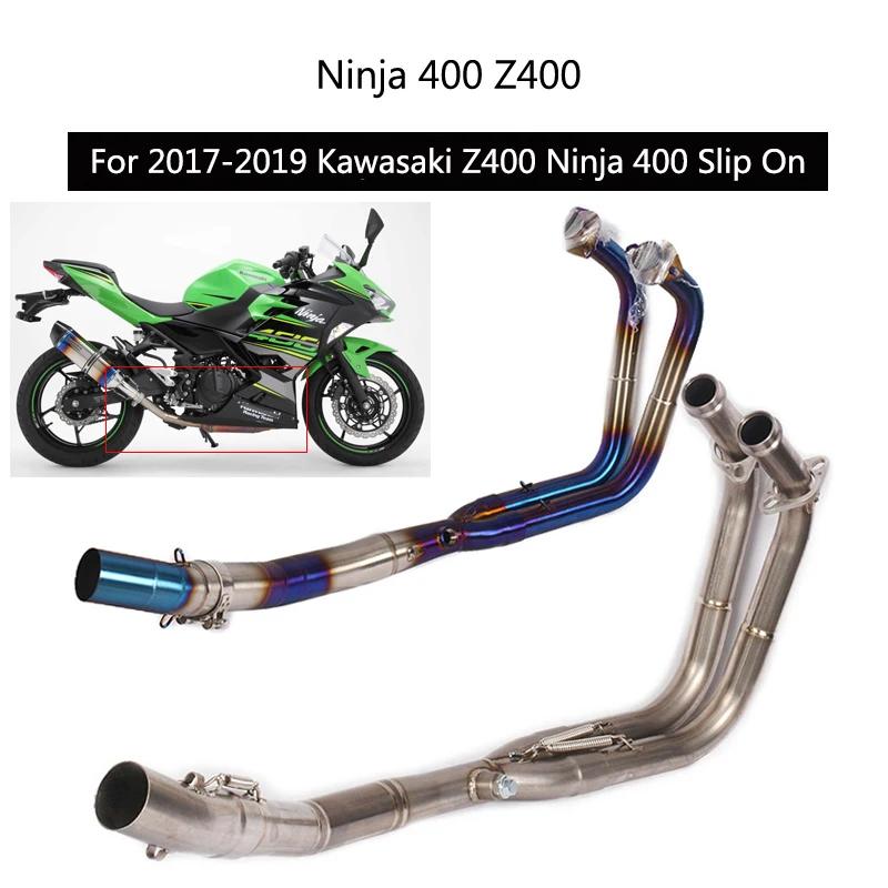 

Выхлопная труба для Kawasaki Z400 Ninja 400 2017-2022, мотоциклетный коллектор, средняя звеньевая труба, скользящая на 51 мм глушитель, нержавеющая сталь, титан