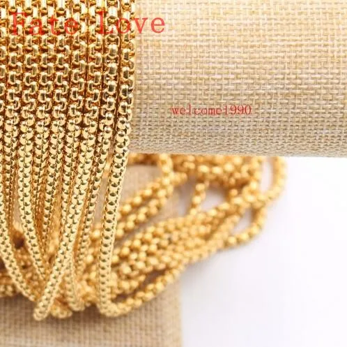 Fate Love in bulk 3 meter wholesale Gold 3mm Square Box chain Stainless Steel Jewelry Finding Chain Marking DIY Necklace