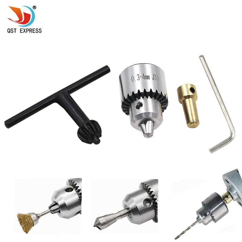 Hot Electric Drill Grinding Mini Drill Chuck Key Keyless Drill Chucks 0.3-4mm Capacity Range W/ 3.17mm Shaft Connecting Rod